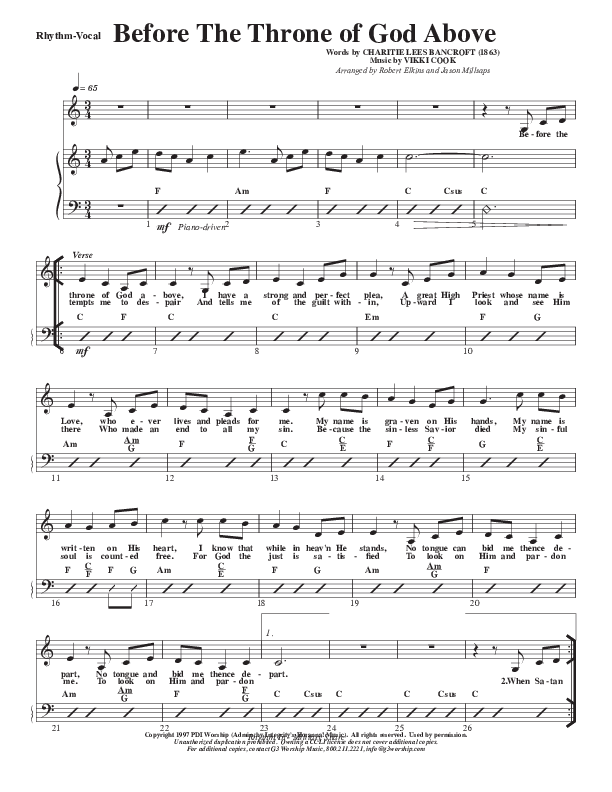 Before The Throne Of God Above Lead Sheet (SAT) (G3 Worship)