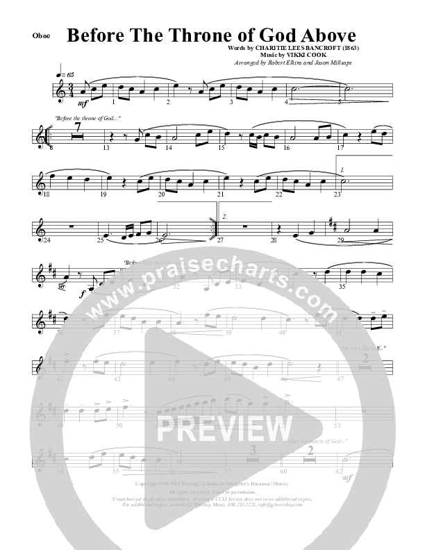 Before The Throne Of God Above Oboe (G3 Worship)
