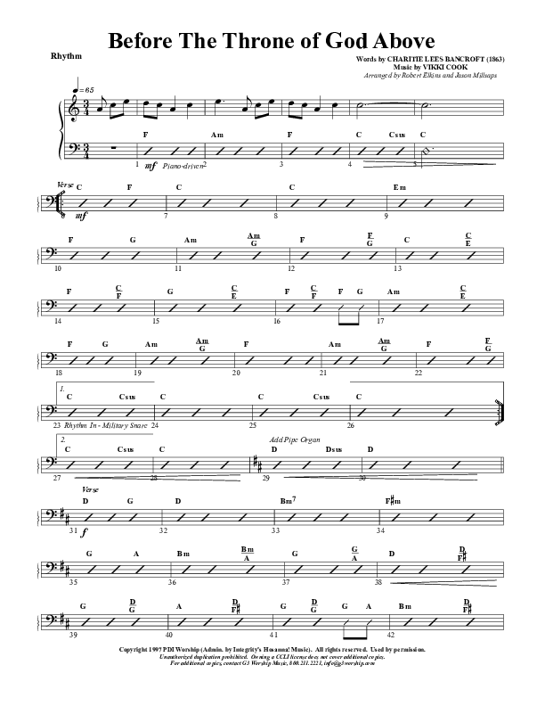 Before The Throne Of God Above Rhythm Chart (G3 Worship)