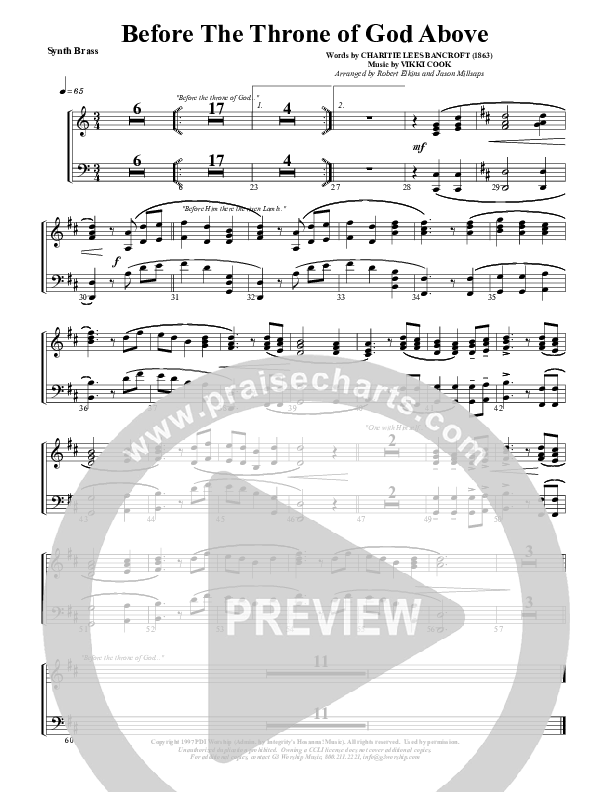 Before The Throne Of God Above Synth Brass (G3 Worship)