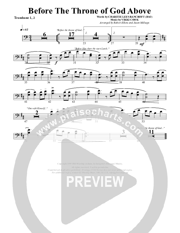 Before The Throne Of God Above Trombone 1/2 (G3 Worship)
