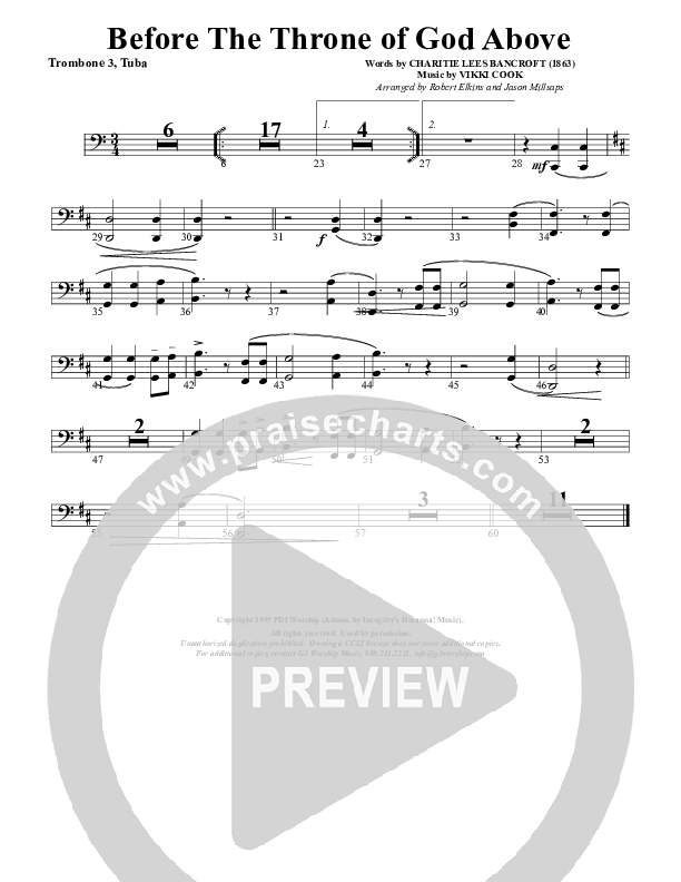 Before The Throne Of God Above Trombone 3 (G3 Worship)