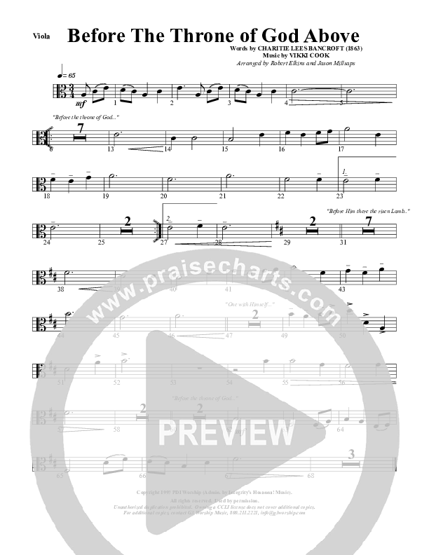 Before The Throne Of God Above Viola (G3 Worship)