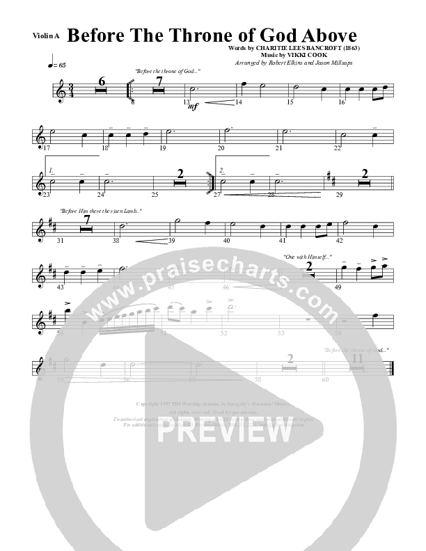 Before The Throne Of God Above Violin 1 (G3 Worship)