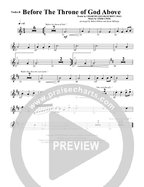 Before The Throne Of God Above Violin 1 (G3 Worship)
