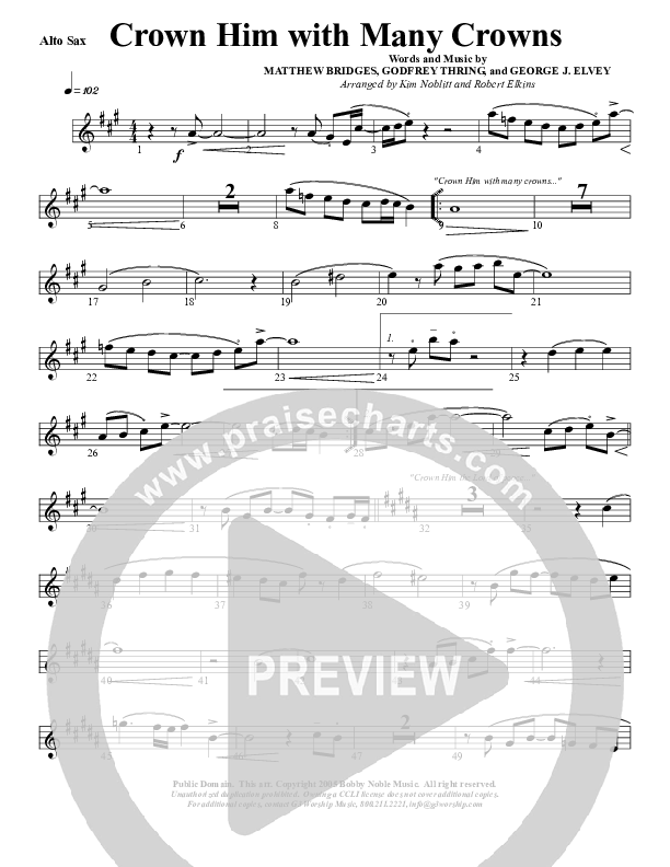 Crown Him With Many Crowns Alto Sax (G3 Worship)