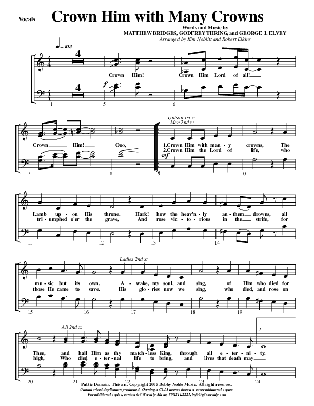 Crown Him With Many Crowns Choir Sheet (G3 Worship)