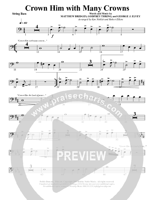 Crown Him With Many Crowns Double Bass (G3 Worship)