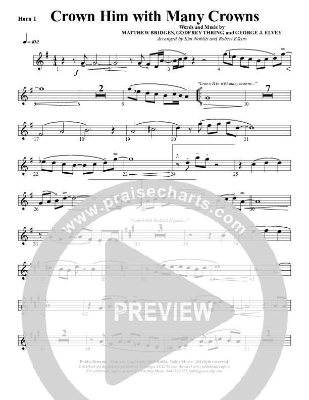Crown Him With Many Crowns French Horn 1 (G3 Worship)