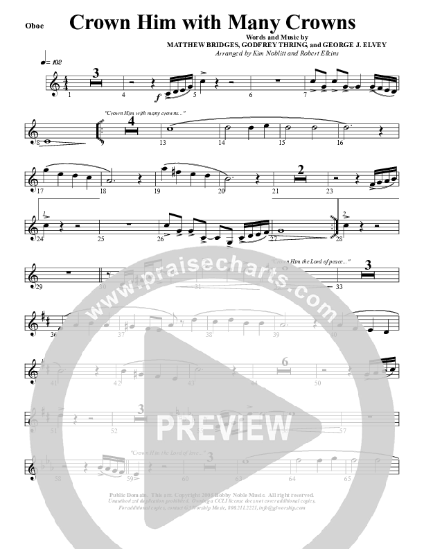 Crown Him With Many Crowns Oboe (G3 Worship)