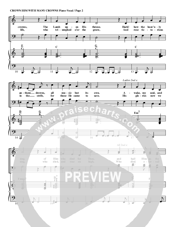 Crown Him With Many Crowns Piano/Vocal (G3 Worship)