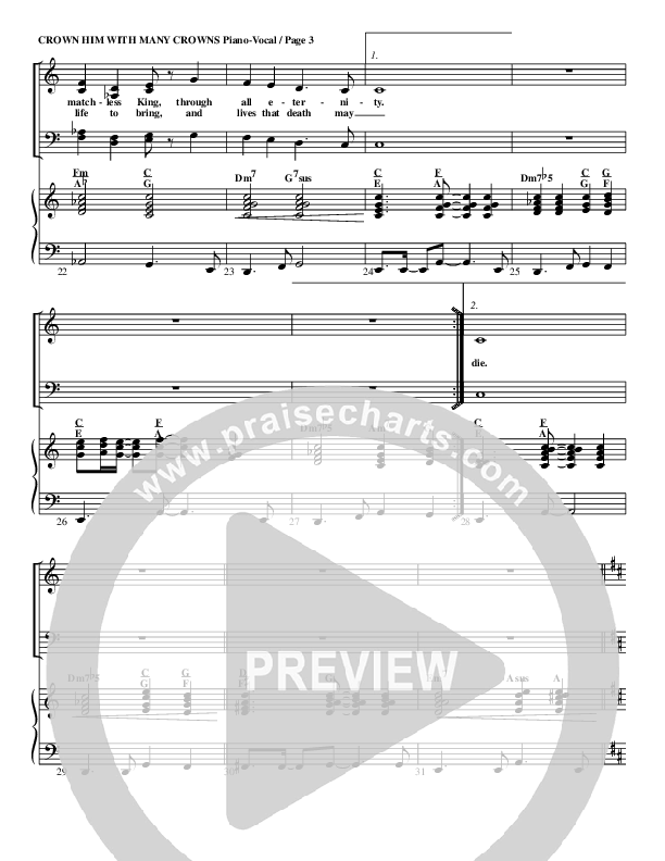 Crown Him With Many Crowns Piano/Vocal (G3 Worship)