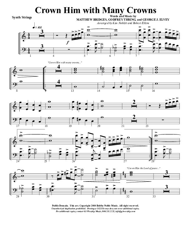 Crown Him With Many Crowns Synth Strings (G3 Worship)