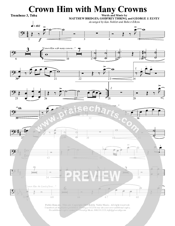 Crown Him With Many Crowns Trombone 3/Tuba (G3 Worship)