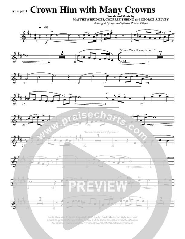 Crown Him With Many Crowns Trumpet 1 (G3 Worship)