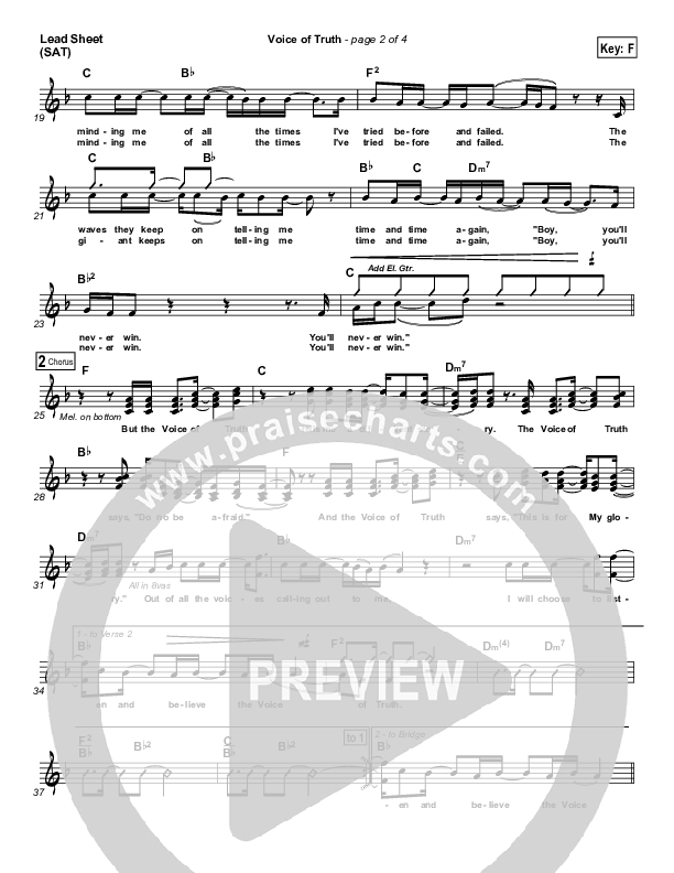Voice of Truth Lead Sheet (Print Only) (Casting Crowns)