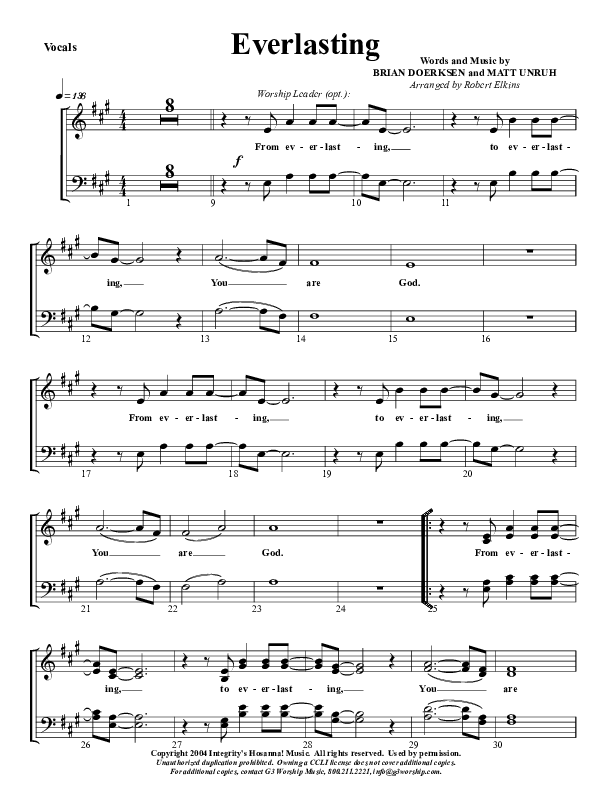 Everlasting Choir Sheet (G3 Worship)