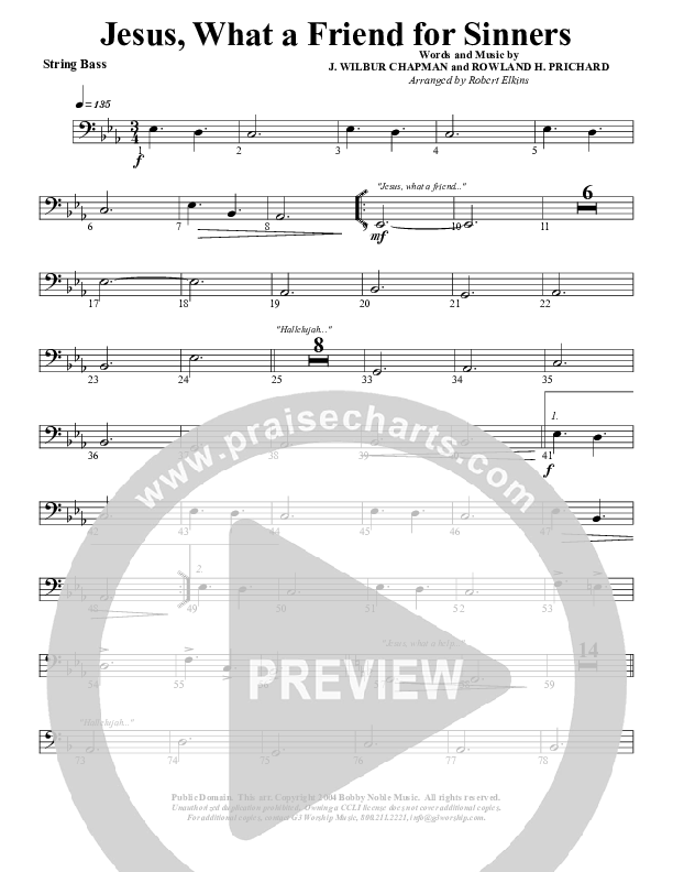 Jesus What A Friend of Sinners Double Bass (G3 Worship)