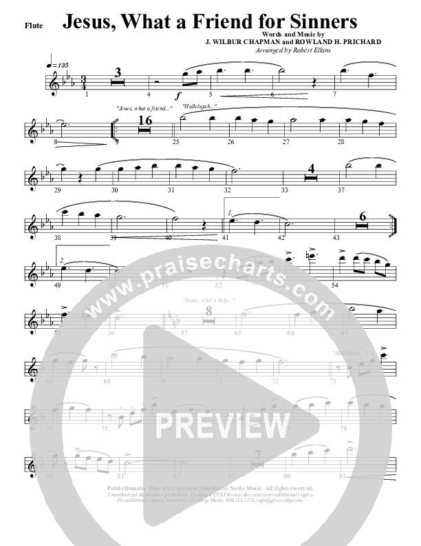 Jesus What A Friend of Sinners Flute (G3 Worship)