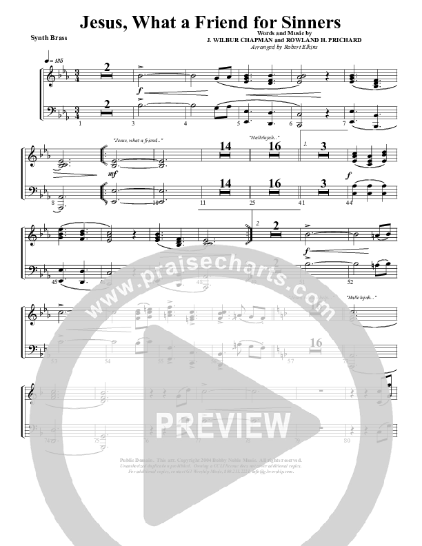 Jesus What A Friend of Sinners Synth Brass (G3 Worship)