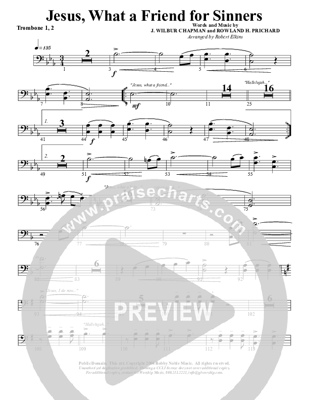 Jesus What A Friend of Sinners Trombone 1/2 (G3 Worship)