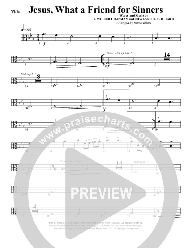 Jesus What A Friend of Sinners Viola (G3 Worship)