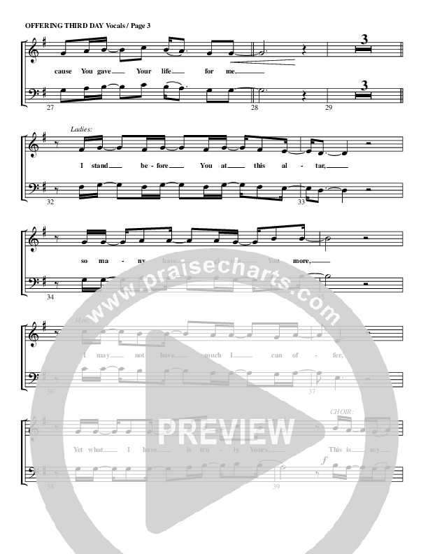 Offering Choir Sheet (G3 Worship)