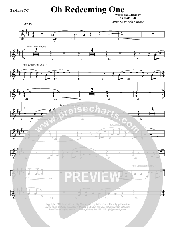 Oh Redeeming One Baritone TC (G3 Worship)