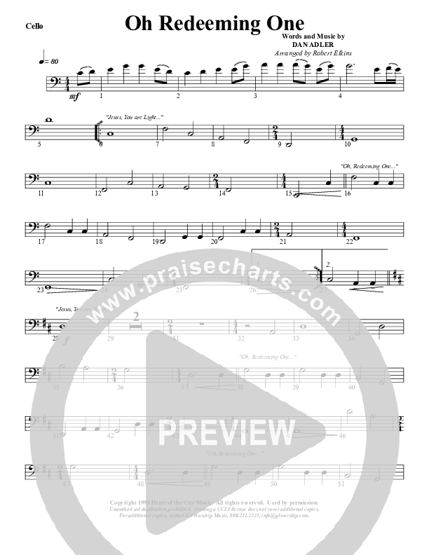 Oh Redeeming One Cello (G3 Worship)