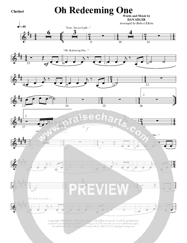 Oh Redeeming One Clarinet (G3 Worship)