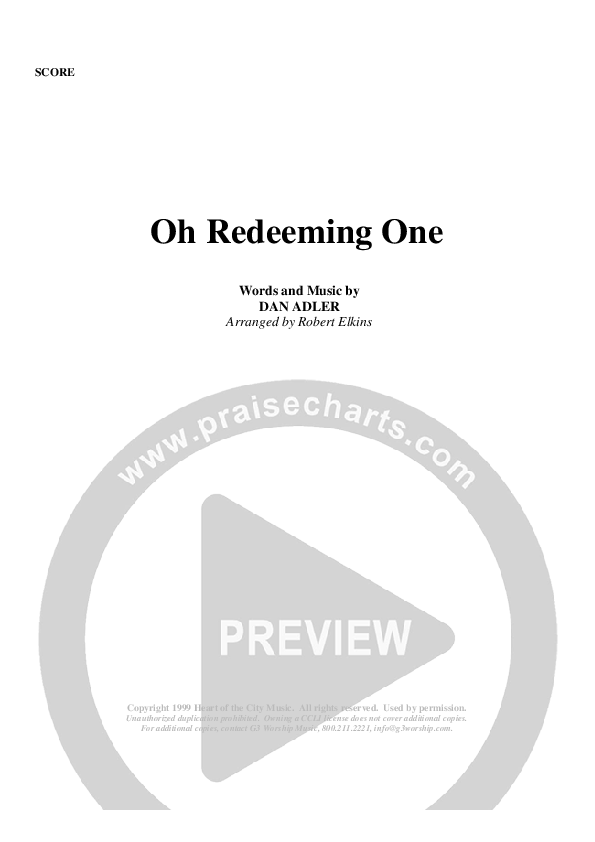 Oh Redeeming One Cover Sheet (G3 Worship)