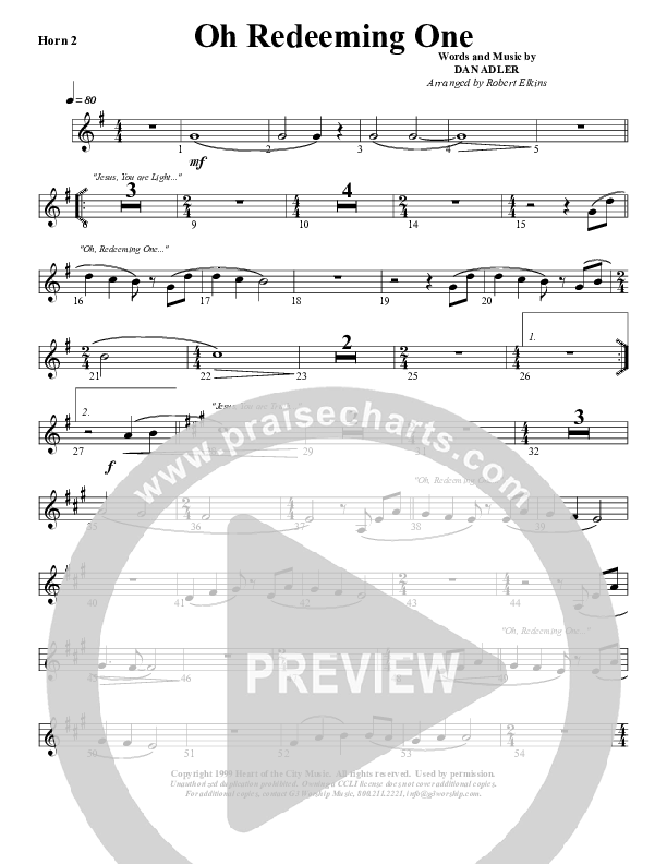 Oh Redeeming One French Horn 2 (G3 Worship)