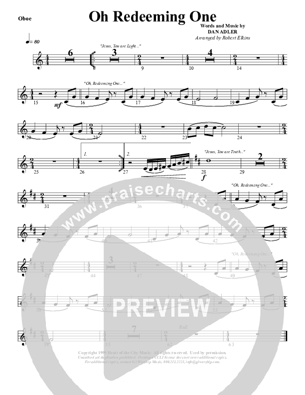 Oh Redeeming One Oboe (G3 Worship)