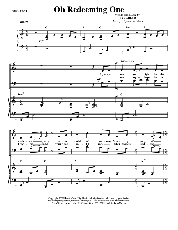 Oh Redeeming One Lead & Piano (G3 Worship)