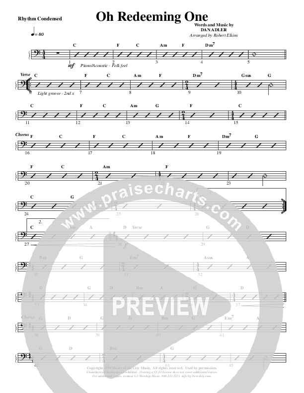 Oh Redeeming One Rhythm Chart (G3 Worship)