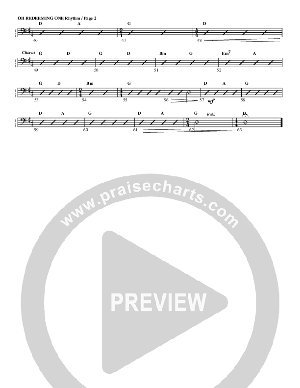 Oh Redeeming One Rhythm Chart (G3 Worship)