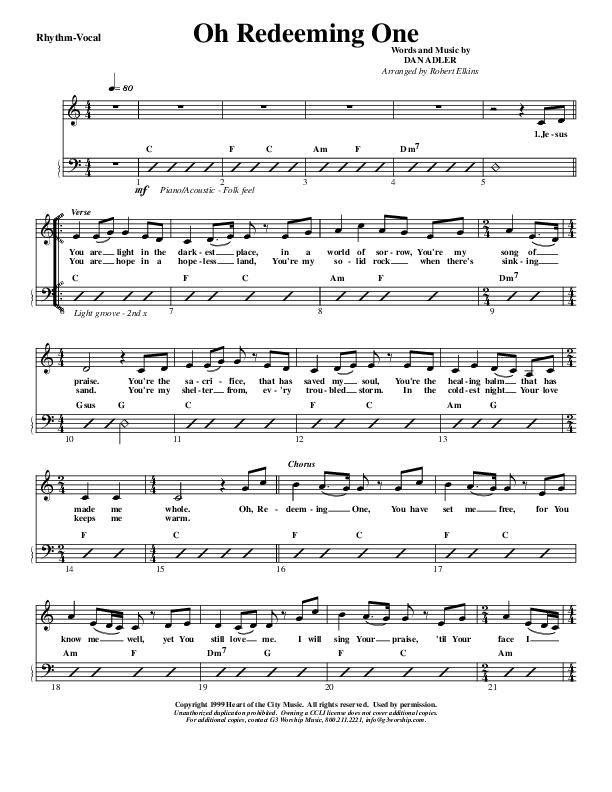 Oh Redeeming One Rhythm/Vocal (G3 Worship)