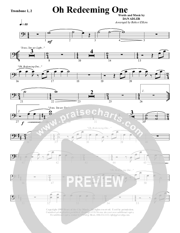 Oh Redeeming One Trombone 1/2 (G3 Worship)
