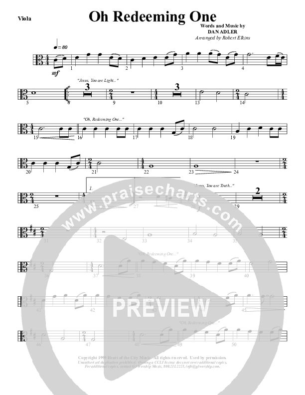 Oh Redeeming One Viola (G3 Worship)