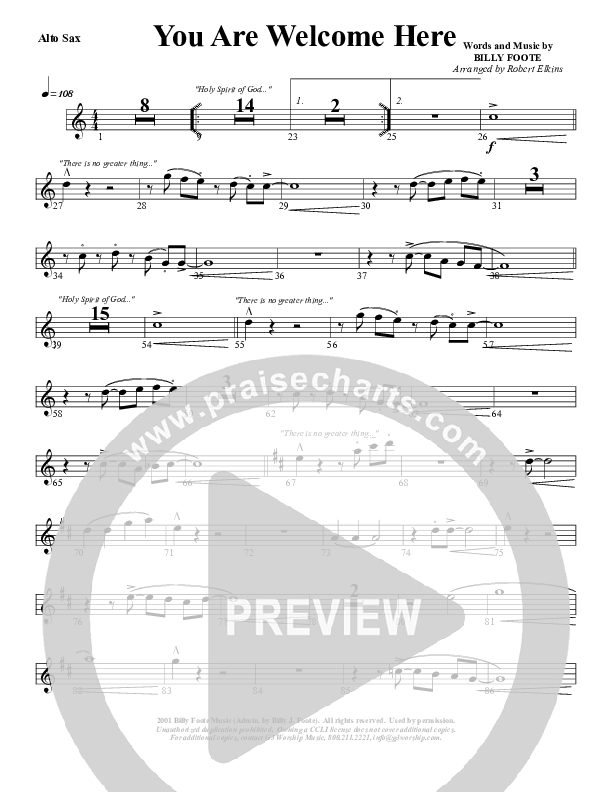You Are Welcome Here Alto Sax (G3 Worship)