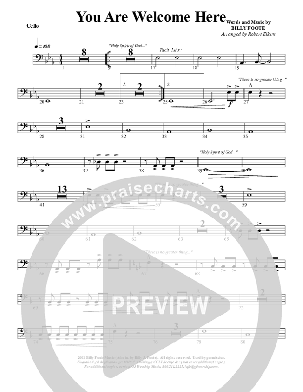 You Are Welcome Here Cello (G3 Worship)