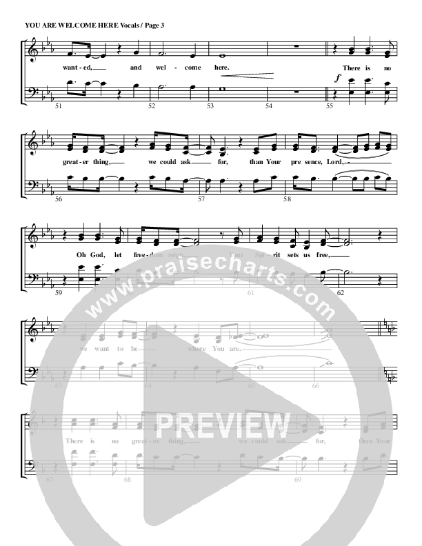 You Are Welcome Here Choir Sheet (G3 Worship)