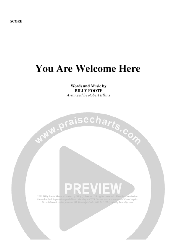 You Are Welcome Here Cover Sheet (G3 Worship)