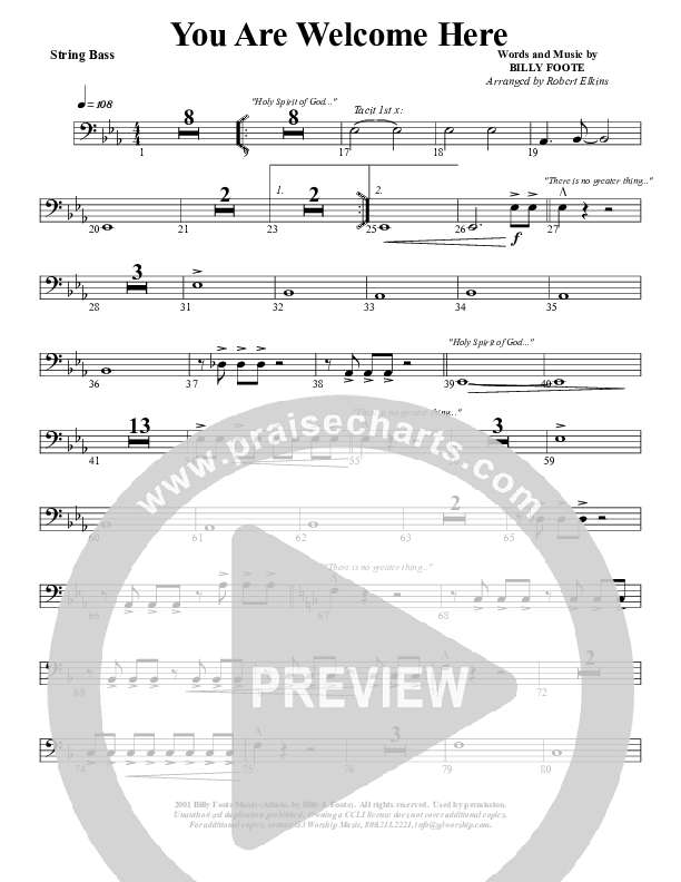 You Are Welcome Here Double Bass (G3 Worship)