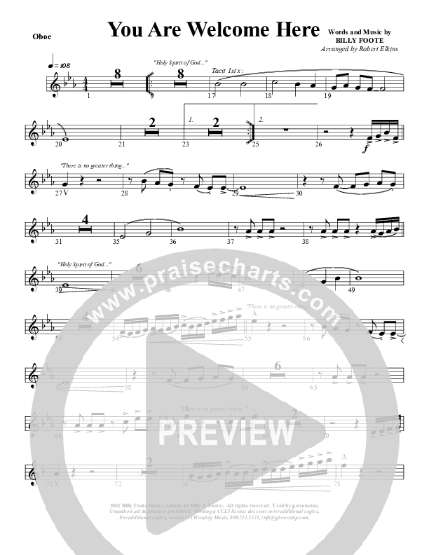 You Are Welcome Here Oboe (G3 Worship)