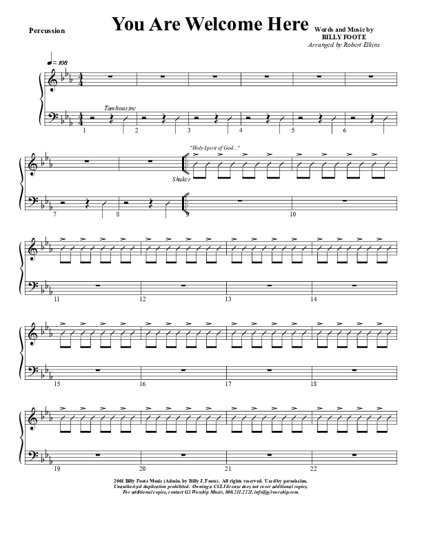 You Are Welcome Here Percussion (G3 Worship)