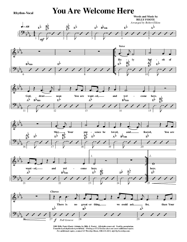 You Are Welcome Here Rhythm/Vocal (G3 Worship)