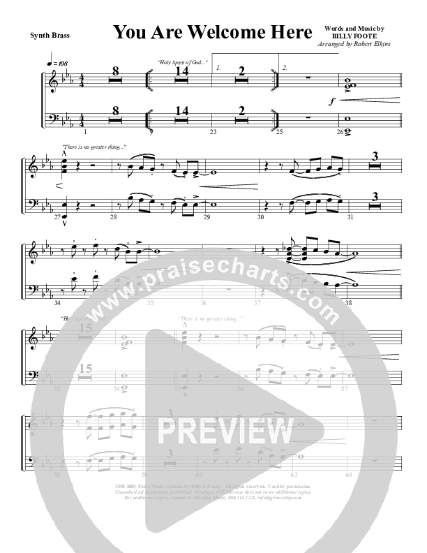 You Are Welcome Here Synth Brass (G3 Worship)
