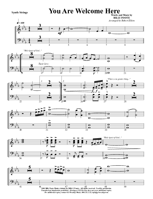 You Are Welcome Here Synth Strings (G3 Worship)