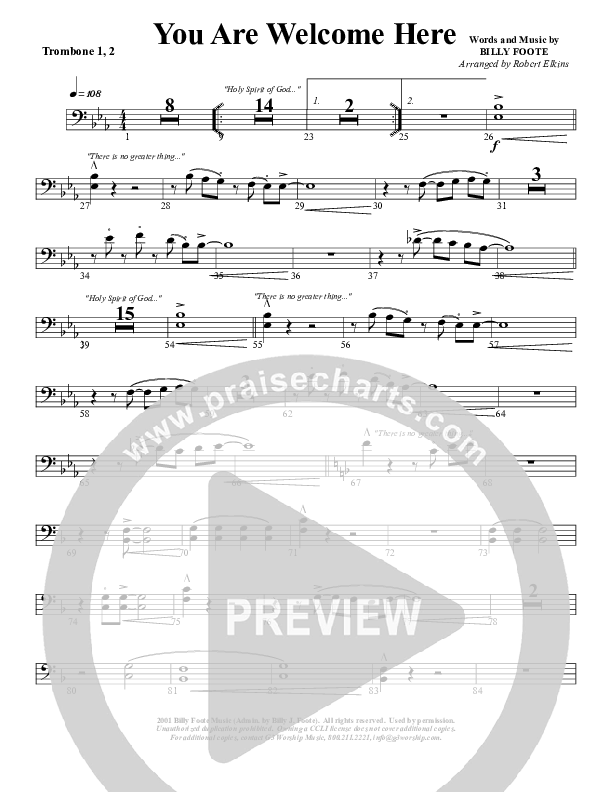 You Are Welcome Here Trombone 1/2 (G3 Worship)